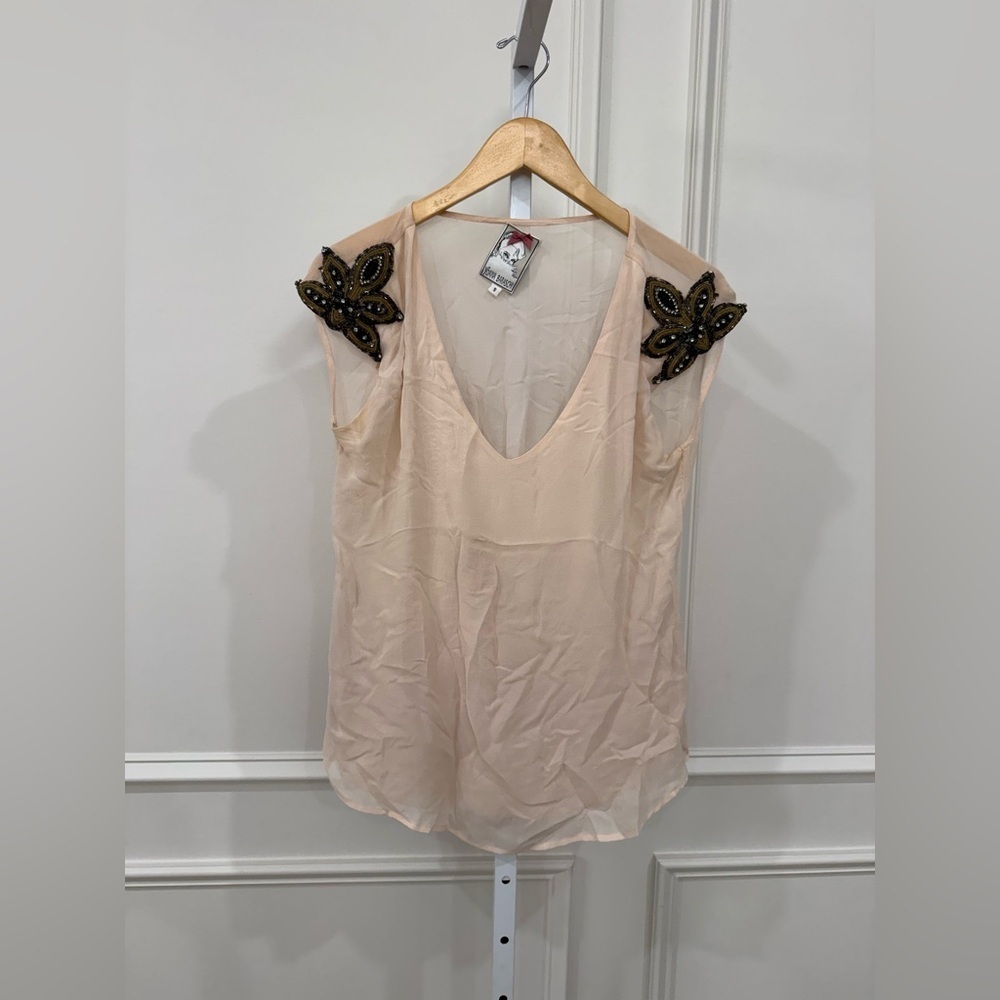 Yoana Baraschi Cream Blouse with Beaded Accents